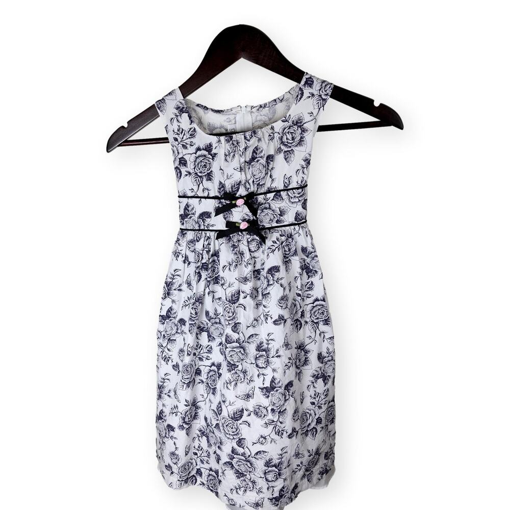 Bonnie Jean Little Girls White Black Floral Party Dress 6